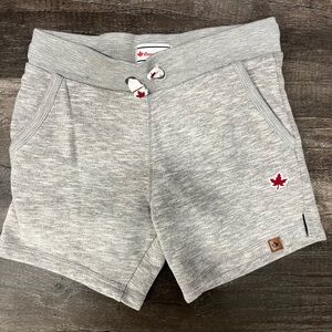 Canadiana Girls Canada Sweat Shorts Size 7/8 Grey Maple Leaf
